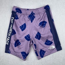 The North Face Big Boys Never Stop Training Purple Logo Pattern Shorts Sz Large