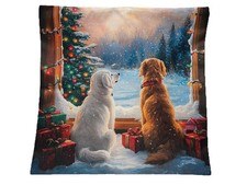Golden Retriever Holiday Double Sided Christmas Throw Pillow Cover Home Decor