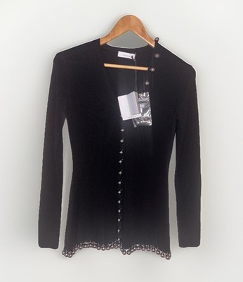 Paco Rabanne ,Pullover M(S) ,schwarz,100% Lana,silbrige Kugeln,neu,wow