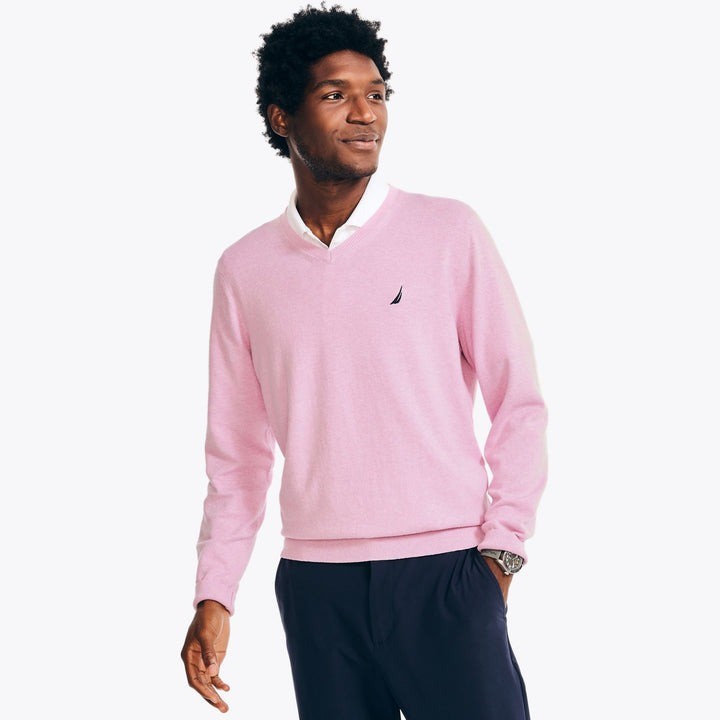 Мягкий свитер Nautica Mens Navtech Performance с V-образным вырезом Bermuda Breeze Heather-XL