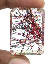 Natural Certified 114 Ct Multicolor Rutilated Quartz Emerald Cut Loose Gemstone