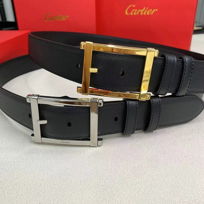 #ad Authentic Cartier Belt Men#x27;s Black Belt Leather Silver amp; Gold Buckle $179.00
