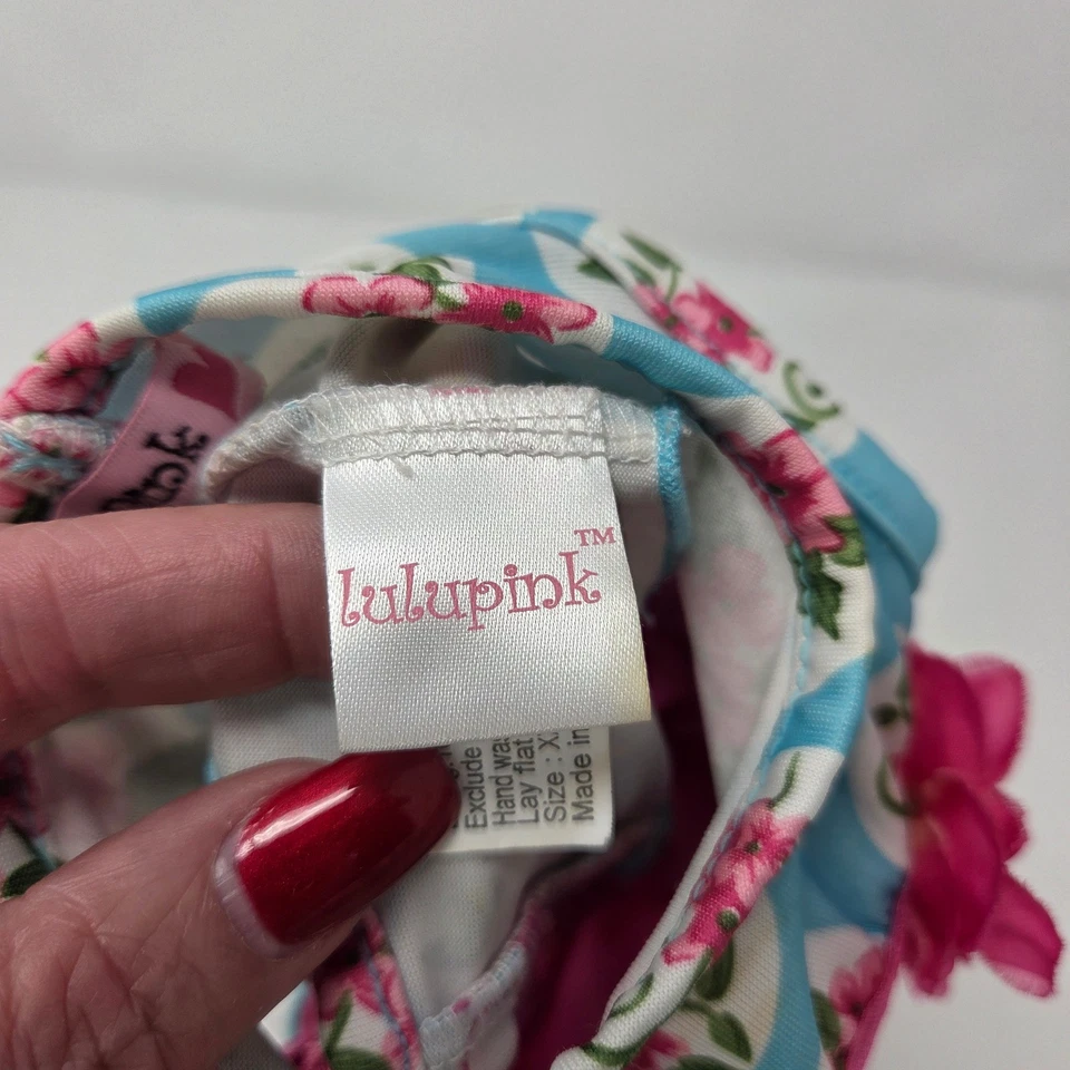 Vestido Lulu Rosa Azul Floral Corazón Perro XXS Rosa Tul Volantes Cachorro Mascota Ropa Foto 4 de 4