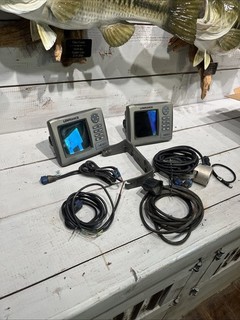 Pair of Lowrance hds 5 HDS5 Fish Finder Head Units Tested Working W/ Transducers