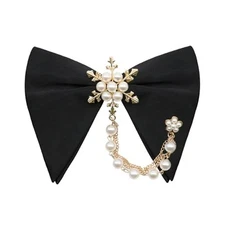 Pearl Oversized Bow Ties for Men, Adjustable Pre Tied Bowties Men Black Chain
