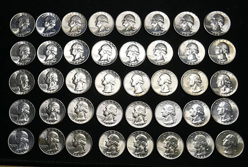 GEM BU Roll of 1944-D to 1961-D  Washington Silver Quarters, 40 Unc. Coins