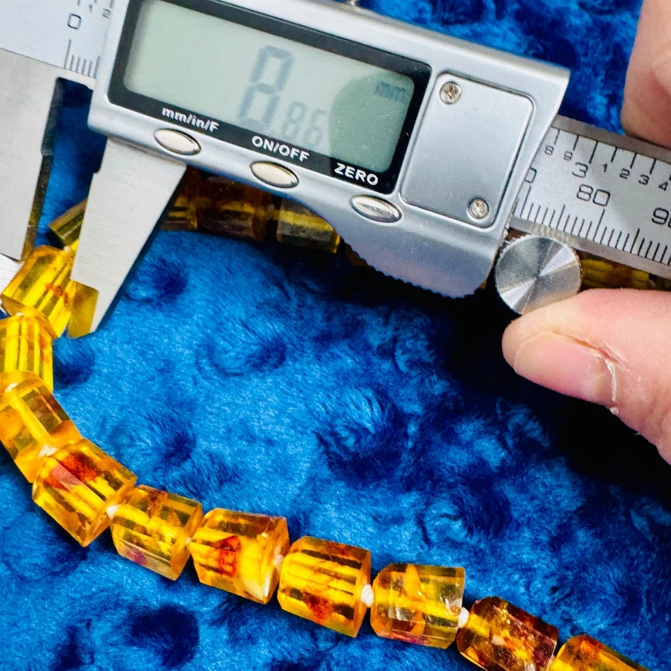 Collar ámbar báltico vintage cuentas cuadradas graduadas 24 en 94 g coñac Foto 4 de 4