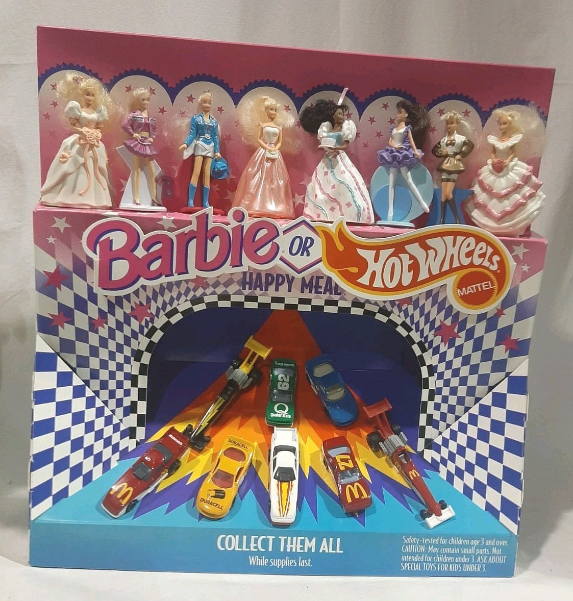 MCDONALDS 1993 BARBIE/HOT WHEELS HAPPY MEAL DISPLAY - NEW IN BOX