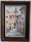 Tableau Marcelle AGERON (1902-1955) Ruelle À L'églisebaquarelle Cadre sous verre