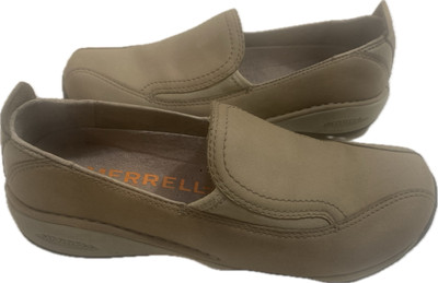 Merrell Womens Taupe Nubuck Primo Moc II Plateau 63666 Slip On Shoes Size 8.5