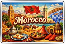 Morocco Flag Marrakech Souk Fridge Magnet Travel Souvenir Gift Culture Holiday