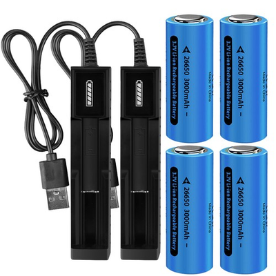 #ad 26650 Battery Flat Top Li ion 3.7V Rechargeable Batteries for LED Flashlight LOT $39.98