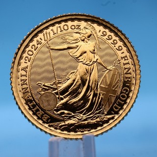 Moneda de oro Britannia 2024 Reino Unido 1/10 999 9 oz onza 10 libras sin (2)