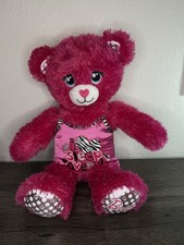 BUILD-A-BEAR Barbie Teddy 16" Plush Pink Sparkle Glitter Stuffed Animal Toy BABW