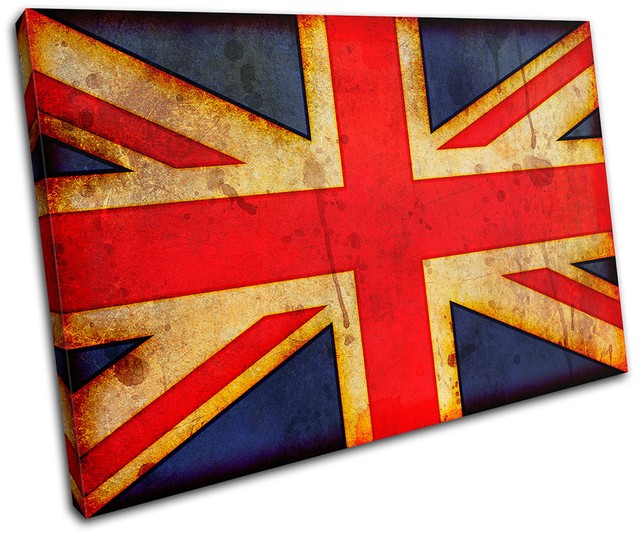 Abstract Union Jack Maps Flags SINGLE CANVAS WALL ART Picture Print VA