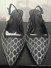 Size 6.5, A New Day Women's Gigi Embellished Slingback Kitten Heels, Black
