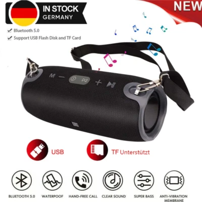 MARKENLOS 40W Tragbarer Bluetooth Lautsprecher Stereo Subwoofer Musikbox Radio SD USB Neu