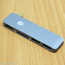 1pc Gunmetal USB C Type C to 5 in 1 USB 3.0 HUB Charging  Data Sync Adapter