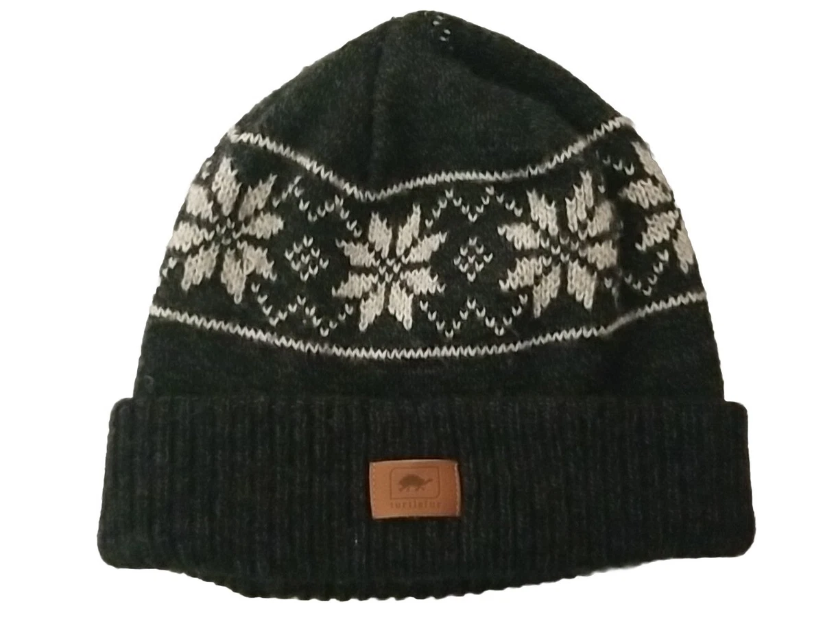 Turtle Fur Merino Wool Blend Beanie Hat Brown Fair Isle Snowflake Fleece Lined Vtg USA Turtle Fur Wool Yarn Beanie Ski | Mercari main image 4