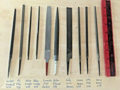 10pcs. Mixed Mfrs., 6'' Files, Grobet, Heller, AS, Simonds, Lenox, OAS NOS