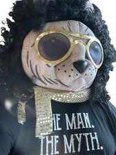 Large Adult Kool Kitty Cat Head Mask Padded Plush With Glasses  Hair Halloween