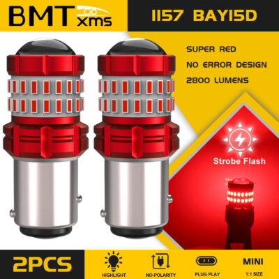 2PCS 1157 7258 LED Strobe Flashing Brake Tail Stop Light Bulbs for Chevrolet GMC