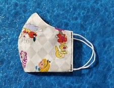 Washable Handmade Fabric Face Mask filter pocket ALICE IN WONDERLAND