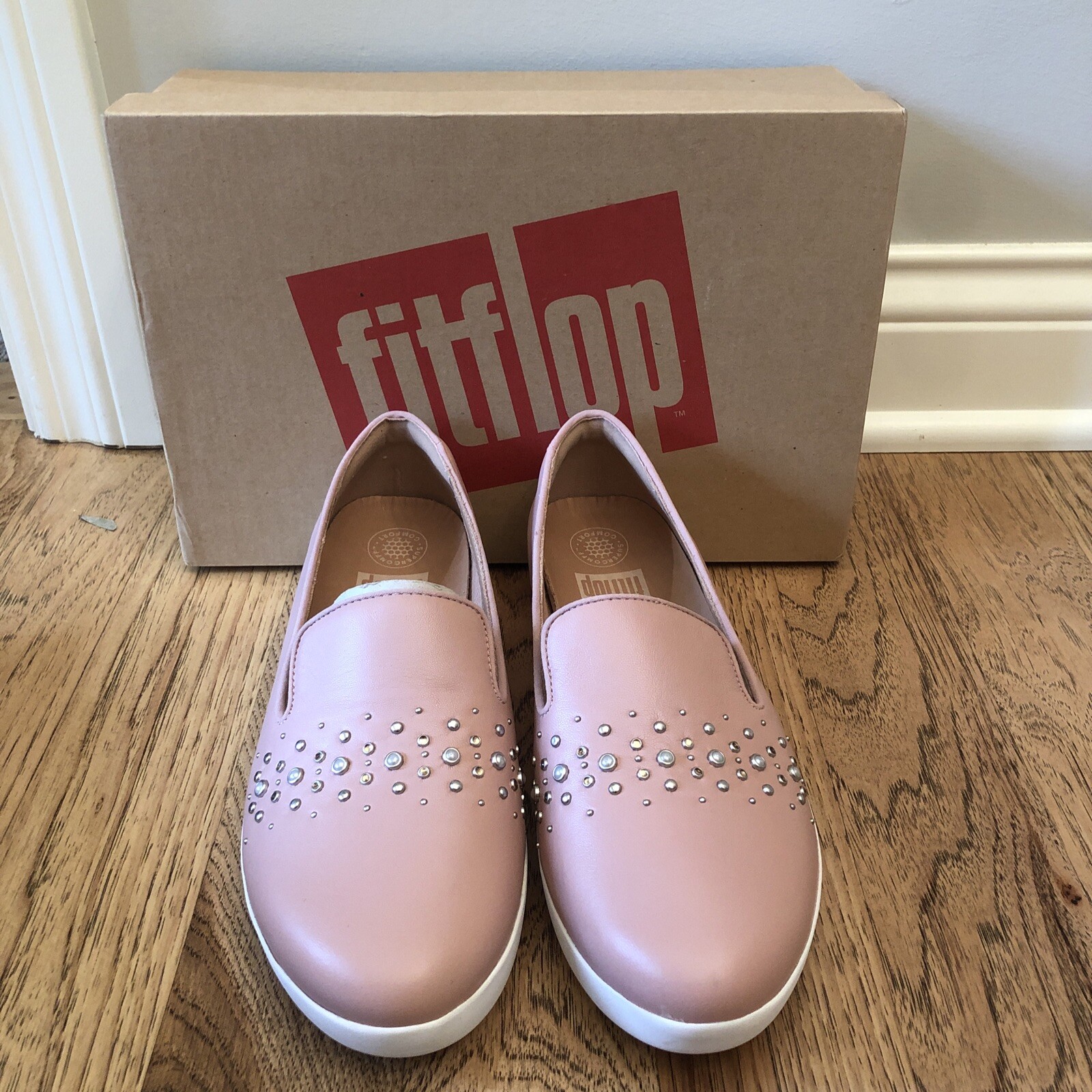 Womens Shoes FitFlop Audrey Pearl Loafers M60-615 Apple Blossom Pink  Leather 8.5 | eBay