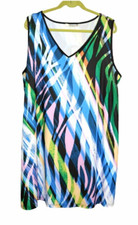 Colorful Sakurafina Multicolor Animal Print Sleeveless Shift Dress Size 2XL NWT