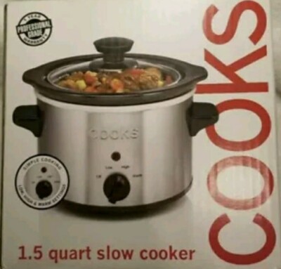 Cooks 1.5 Quart Slow Cooker By JCPenney New in Box Never Opened Color Silver