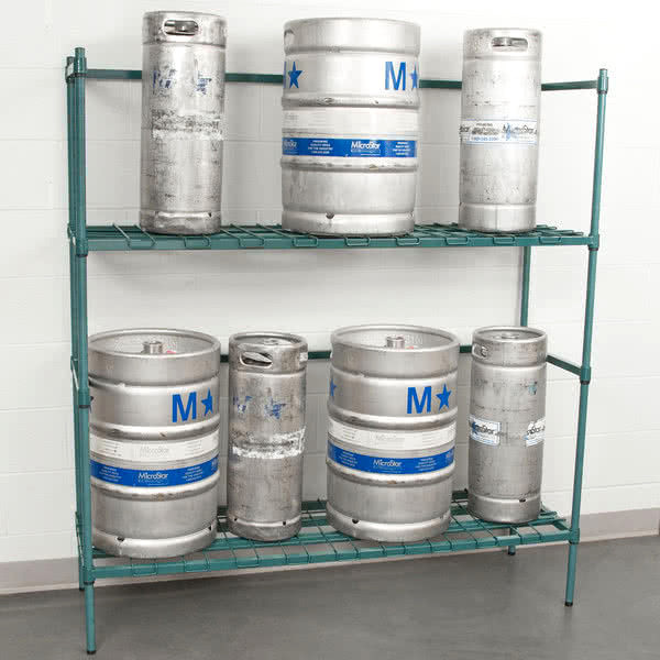 6 Keg Green Epoxy Wire Shelf RACK 18" x 60" x 64" Bar Full Half Kegerator Beer