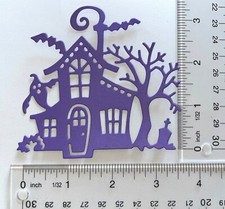 5 SPOOKY BAT HOUSE cardstock paper die cut embellishments HALLOWEEN