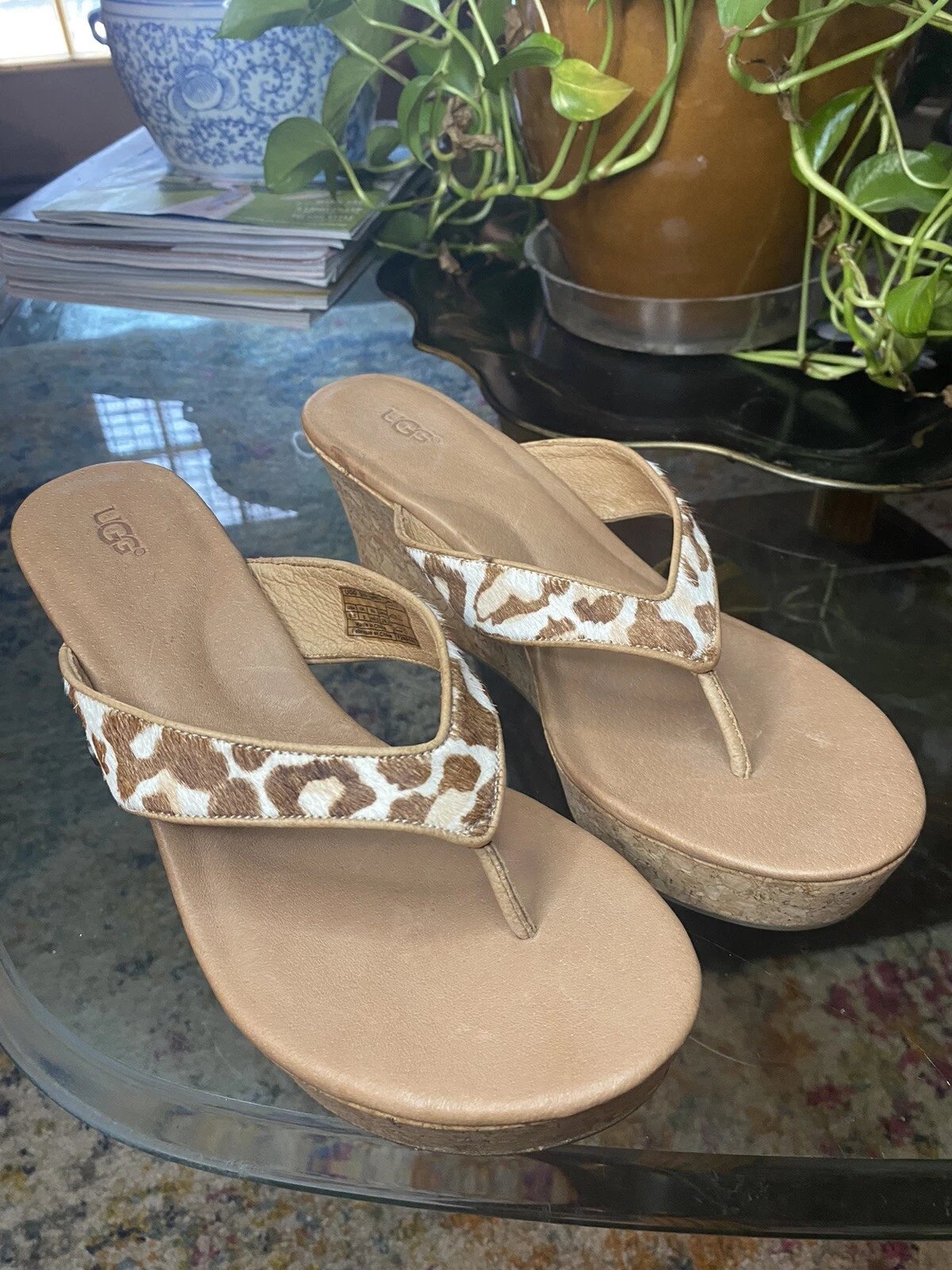 Sandali Ugg Natassia zeppa donna 9 5 tacco sughero pelo di vitello slip