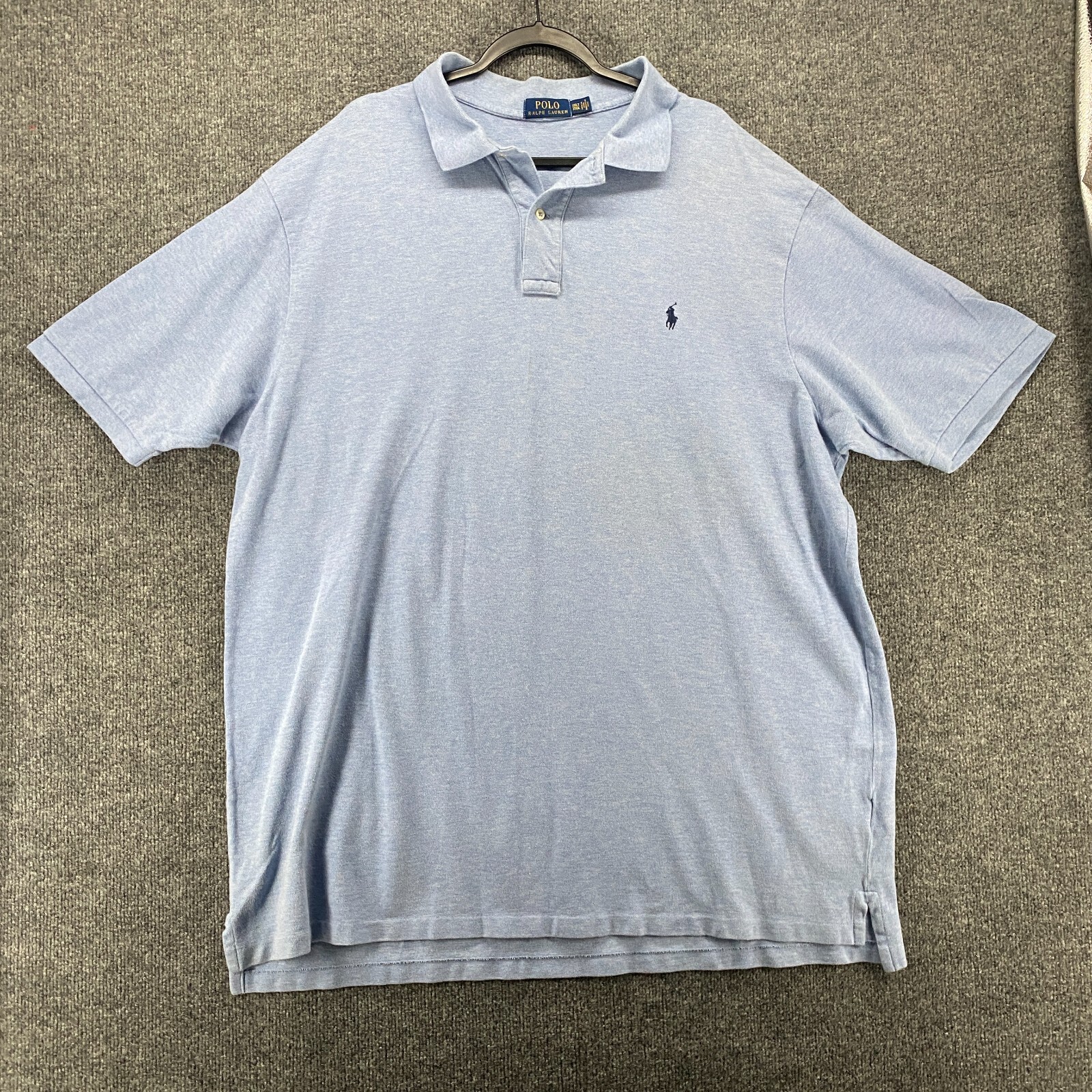 Polo Ralph Lauren camicia uomo 3XLT blu pony manica corta colletto preppy ufficio