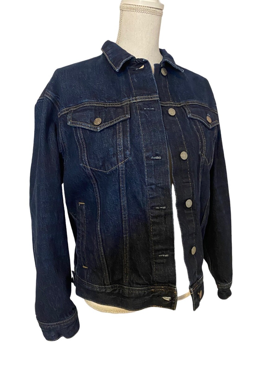 Everlane Medium Jean Jacket Dark Denim Blue Wash 100% Cotton Western Ranch  MINT!