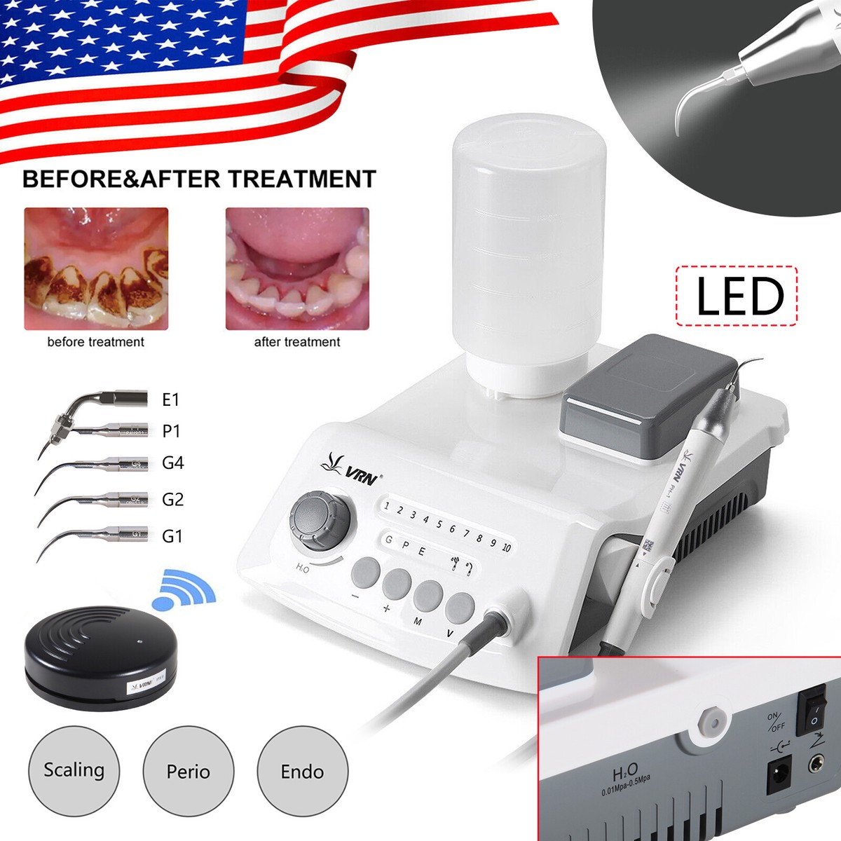 Mouth Guard Cleaner Dental Digital High-End Ultrasonic Scaler With LED Detachable Handpiece - Model VRN-A8 Retainer Cleaner