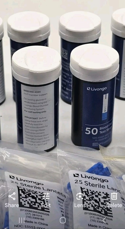 Livongo Blood Glucose Test Strips 200 Count And 50 Sterile Lancets 30G