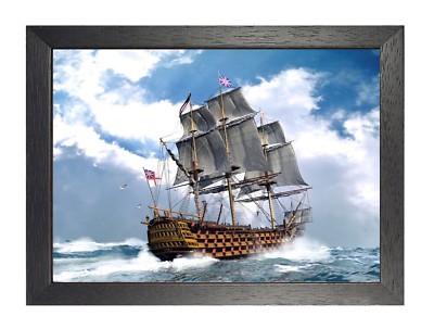 Segelschiff mit Segeln hoch alt englisch Abenteuer Reise Ozean Poster Meer Bild 