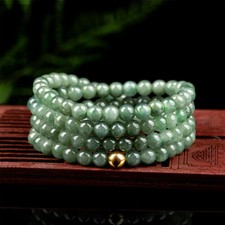 Natural Grade A Jade Jadeite Necklace Women 5.5mm Oil Green Beaded Chain 24inchL