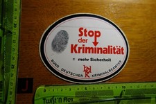 Alter Aufkleber Polizei STOP der KRIMINALITÄT BDK