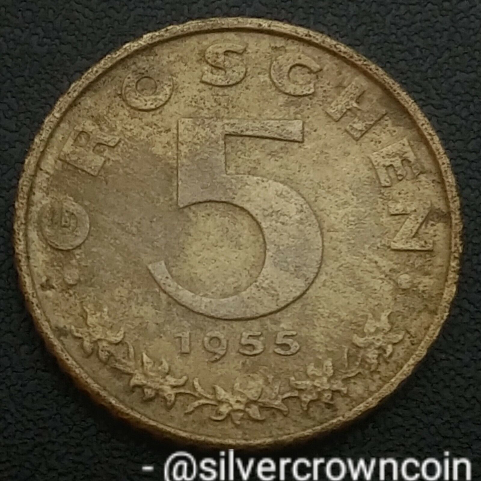 Austria 5 Groschen 1955. KM#2875. Zinc Five Cents Pence coin. Eagle. L