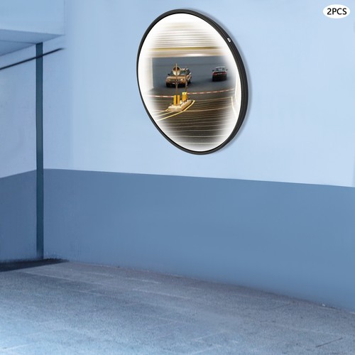 2x Wide View Round Corner Convex Mirror Security Safety Outdoor Driveway Garage