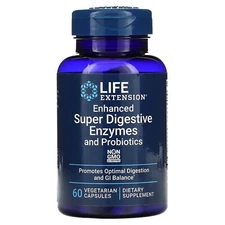 Enhanced Super Digestive Enzymes Probiotic 60Cps Life Extension Protease/Amalyse