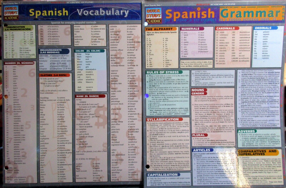 Spanish Vocabulary by BarCharts, Inc.