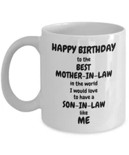 Birthday, Mother-in-law, Son-in-law, Mug, Gift, Coffee, Tea, Hot Chocolate
