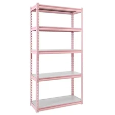 Pink 5-Tier Boltless Tier Height Adjustable Steel Garage Storage Rack Shelving U