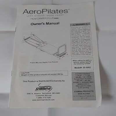 AeroPilates Performer Plus 5002 Owner's Manual + Workout Chart Paperback Illus