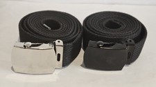Military Canvas Web Belt Adjustable Silver/ Black Buckle 72 Inch