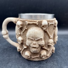 Taza de café de acero gótico pirata calavera y huesos taza cerveza piedra