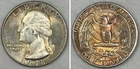 1948-D Washington Silver Quarter 25C Rainbow Toned BU From Original Mint Set